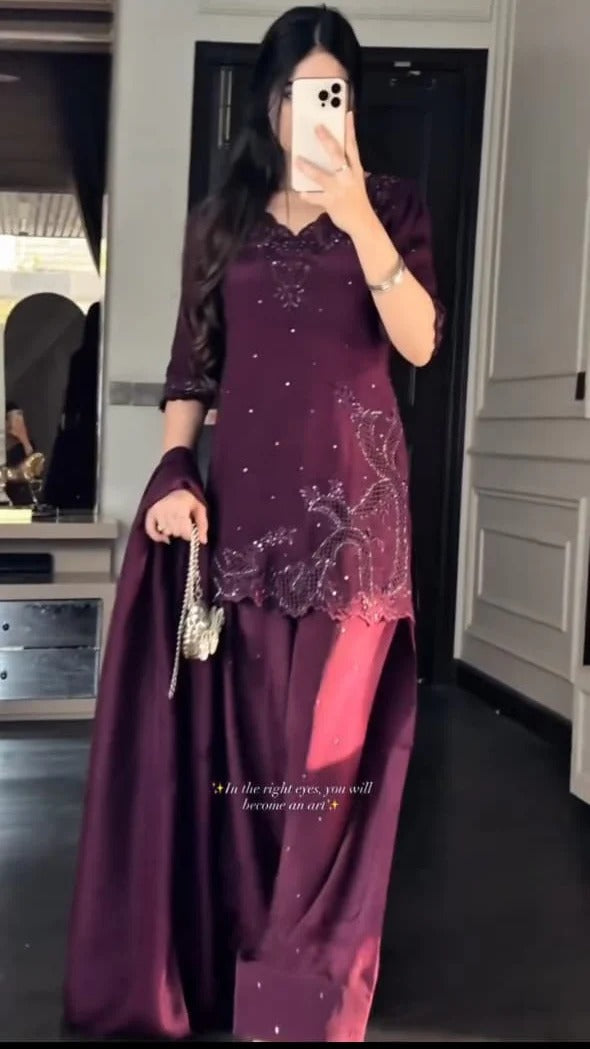 Plum - 3 PC Farshi Masterpiece